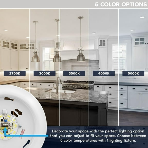 EFEMF-6 Inch LED Disk Lights, Dimmable Flush Mount Ceiling Light, 5CCT Selectable 2700K 3000K 3500K 4000K 5000K, 12.5W, 1000LM, Surface Mount Light Fixture, Damp Rated, Energy Star, ETL