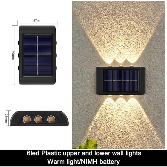 EFEMF-6 LED Solar Lights Outdoor Up and Down, Solar Garage Lights, IP65 Waterproof Outdoor Security Lights, Wireless Outdoor Lights, Outdoor Fence Lights for Yard, Warehouse, Garage