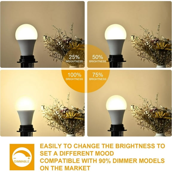EFEMF-6-Pack 14W LED Dimmable Light Bulbs 100 Watt Equivalent, A19 LED Light bulbs Bright 1500LM LED Bulbs with E26 Standard Medium Base for Kitchen Bedroom Office Indoor, No Flicker, Warm White 3000