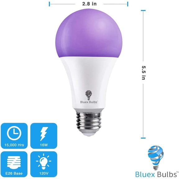 EFEMF-6 Pack A21 LED Black Light Bulb, 16W (120Watt Equivalent) E26 Blacklight Bulb Level 385-400nm, Body Paint, Glow in The Dark Party LED Light Bulb Neon Glow Fluorescent Poster