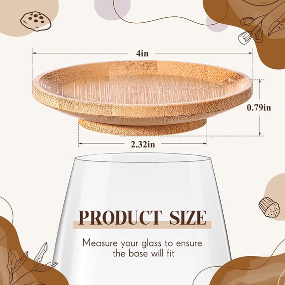 EFEMF-6 Pcs 4'' Wine Glass Charcuterie Topper Bamboo Round Mini Charcuterie Boards Dual Use Cups Topper Plates for Family Gatherings, Restaurants, Bars