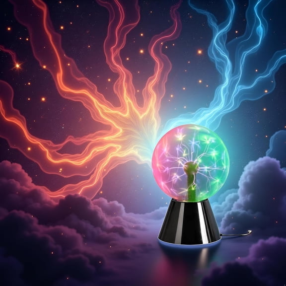 EFEMF-6" Plasma Ball Lamp Nebula Sphere, Thunder Lightning Touch and Sound Sensitive Multi Color Plasma Globe for Ages 15 and Above