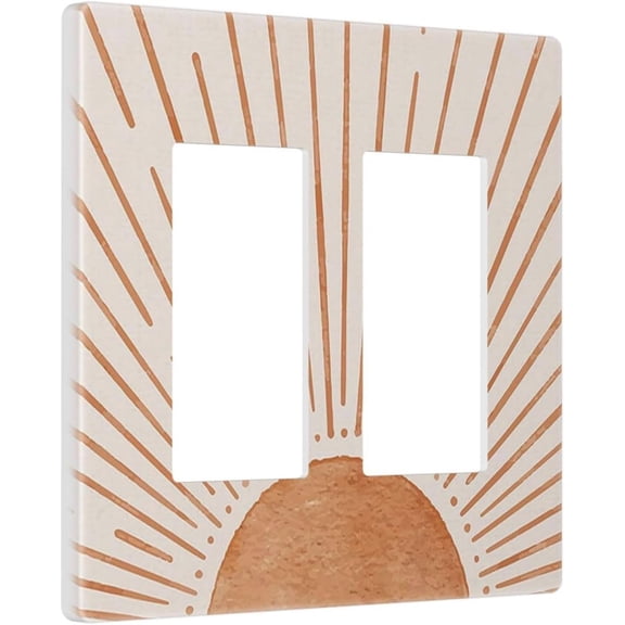 EFEMF-60s Orange Vinrage Boho Sun 2 Gang Double GFCI Rocker Rocker/Decorator Light Switch Cover Decorative Outlet Wall Plate Electrical Faceplate Screwless