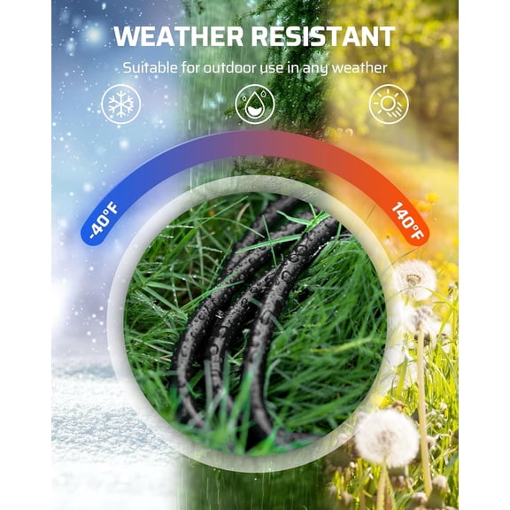 EFEMF-6FT Extension Cord, Tri-Tap Extension Cord Splitter, 3 Outlet 16/3 SJTW Power Cable for Landscape Lighting String Lights, 13A/125V/1625W, ETL Listed, Black, 1 Pack