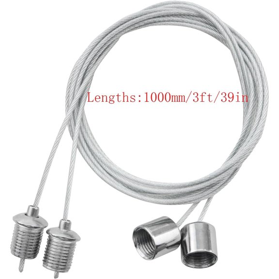 EFEMF-6PCS Pendant Lighting Cable Kit 1M Length Steel Cable Light Suspension for Garage Office Restaurant Shopping Mall Label Stainless Steel Pendant Chain