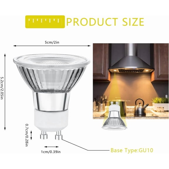 EFEMF-6W LED GU10 Range Hood Light Bulbs,LED Stove Appliance Light Bulb, Replaces 50W Halogen Light Bulb, Dimmable 550LM, Warm White 3000K, for Kitchen Appliances, Track Lighting, Waterproof IP65, 2