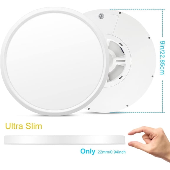 EFEMF-8.9 Inch LED Flush Mount Ceiling Light Fixture, 2800K Warm White, 1800LM, 18W, Flat Modern Round Lighting Fixture, 180W Equivalent White Ceiling Lamp for Kitchens, Bedrooms.etc.