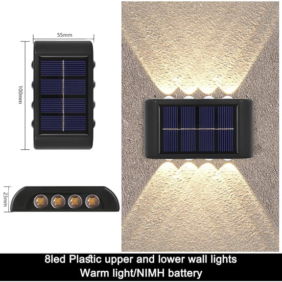 EFEMF-8 LED Solar Lights Outdoor Up and Down, Solar Garage Lights, IP65 Waterproof Outdoor Security Lights, Wireless Outdoor Lights, Solar Security Lights Outdoor for Yard, Warehouse, Garage