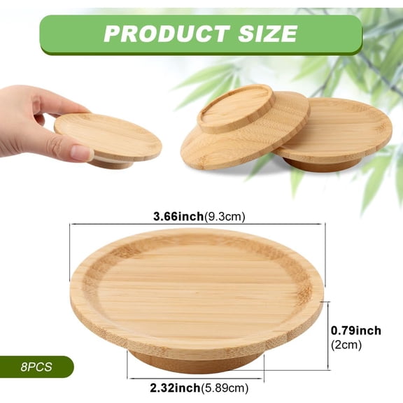 EFEMF-8 Pcs 3.66" Wine Glass Charcuterie Topper, Round Bamboo Mini Charcuterie Boards, Wine Glass Covers Dual Use Cups Topper Appetizer Plates for Family Gatherings, Restaurants