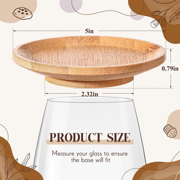 EFEMF-8 Pcs 4'' Wine Glass Charcuterie Topper Bamboo Round Mini Charcuterie Boards Dual Use Cups Topper Plates for Family Gatherings, Restaurants, Bars