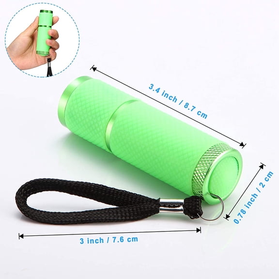 EFEMF-8 Pieces Glow in Dark Flashlights Set, 9 LED Mini Flashlights Rubber Coated with Handle, LED Fluorescent Aluminum Portable Flashlight for Parties, Hiking, Camping, 4 Colors