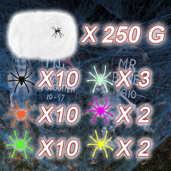 EFEMF-800 sqft Halloween Glow Spider Webs Indoor & Outdoor Spooky Spider Webbing with 37 Fake Spiders for Halloween Decorations,White with Blacklight Lamp