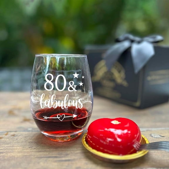 EFEMF-80th Birthday Gifts for Women Her - 80 Fabulous Wine Glass Turning 80 Years Old Gift, Unique Happy 80th Birthday Gifts for Her, Mom, Wife, Friends, Sister, Female, Coworker, Grandma, Aunt