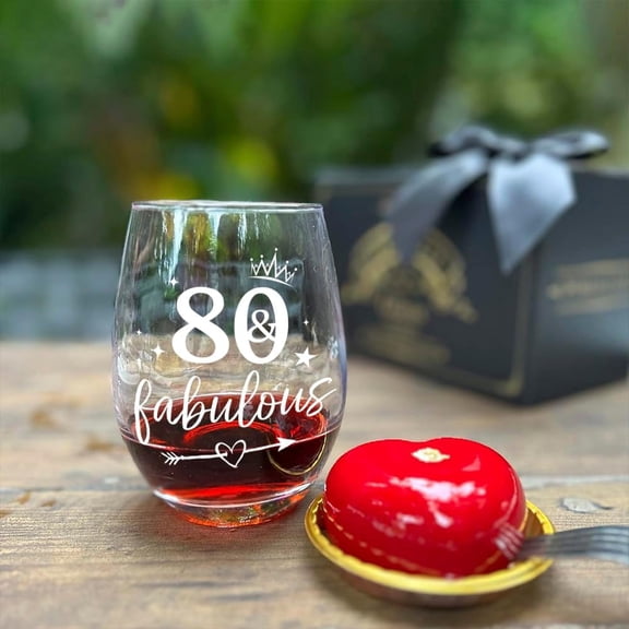 EFEMF-80th Birthday Gifts for Women Her - 80 Fabulous Wine Glass Turning 80 Years Old Gift, Unique Happy 80th Birthday Gifts for Her, Mom, Wife, Friends, Sister, Female, Coworker, Grandma, Aunt