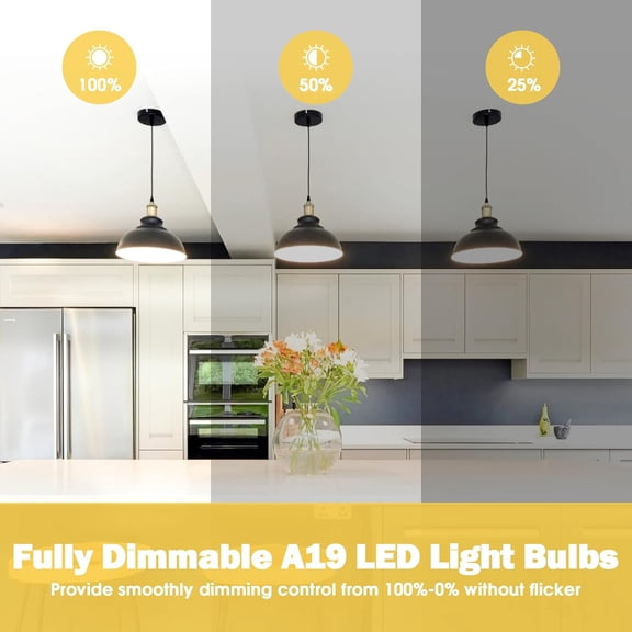 EFEMF-A19 LED Light Bulb, 60 Watt Equivalent, 3000K Soft White, 900LM, E26 Base, Dimmable, 9W Bright White, 4-Pack