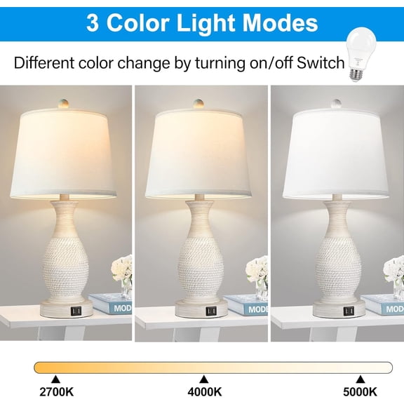 EFEMF-A19 LED Light Bulbs, 60W Equivalent Efficient 9W LED Bulb, 3 Color Light Modes Light Bulbs, 900 Lumens, CRI 85+, 25000+ Hours Lifespan, Pack of 2