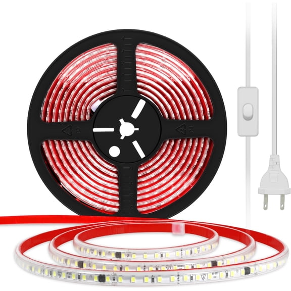 EFEMF-AC 110V 120V LED Tape Lighting 1 Meter / 3.28 Feet with ON Off Switch 1M 2835 Adhesive LED Strip Light 110 Volt Direct Cold White 6000K with US Plug (Cold White, 3.28ft)