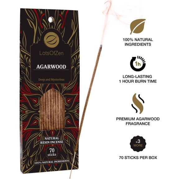 EFEMF-Agarwood Incense Sticks - Natural Oud Wood Incense for Meditation & Relaxation - Slow Burning Oudh Sticks - Arabic Sandalwood Fragrance - Aromatic Bakhoor