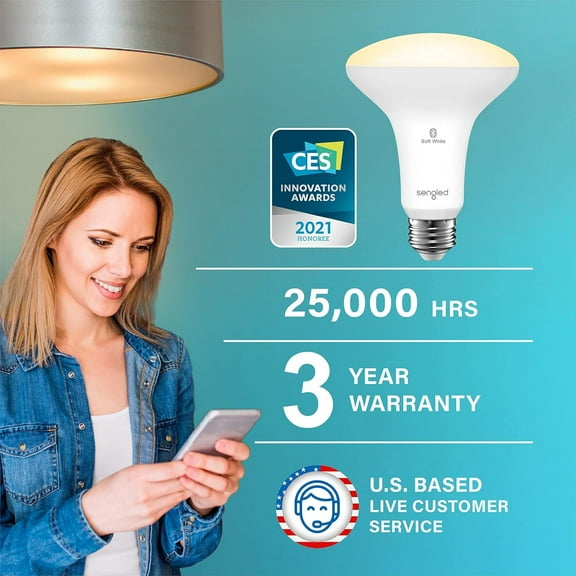 EFEMF-Alexa Light Bulb, BR30, S1 Auto Pairing with Alexa Devices, Smart Flood Light Bulb That Work with Alexa, Warm Light Bulbs, E26, Led Lights, 65W Equivalent Recessed, No Hub Required, 2-Pack