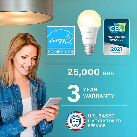 EFEMF-Alexa Light Bulb, Bluetooth Mesh Smart Light Bulbs, Smart Bulbs That Work with Alexa Only, Dimmable LED Bulb E26 A19, 60W Equivalent Soft White 800LM, Certified for Humans Device, 4 Pack