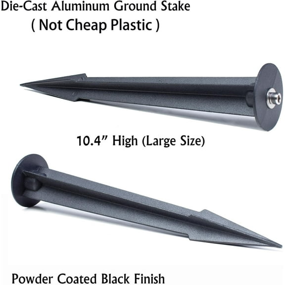 EFEMF-Aluminum Metal Ground Stake Spike Replacement for 3W-120W Outdoor Garden Spotlight Pathway Flood Wall Washer Solar Light,Low Voltage Landscape Light,10.4 inches Large Size