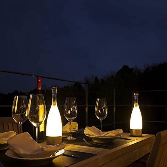 EFEMF-'Anna' Modern Table Lamp, Portable Wireless Bottle LED Light, Dimming Touch Control Switch, USB Rechargeable, Stylish Light for Home, Office, Hotel and Restaurant (Green)