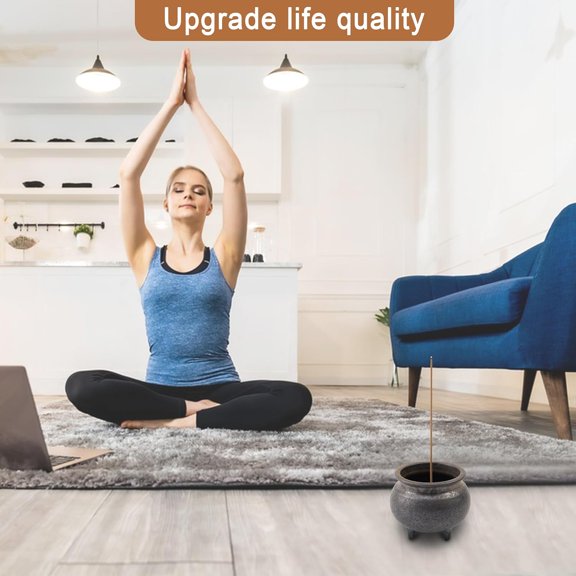 EFEMF-Antique Gilding Ceramic Incense Burner Stick Holder, Minimalist Retro Three-Footed Design, for Sticks Backflow Incense Palo Santo Sage Bundle, Meditation Yoga Massage Home Decor, Easy Clean