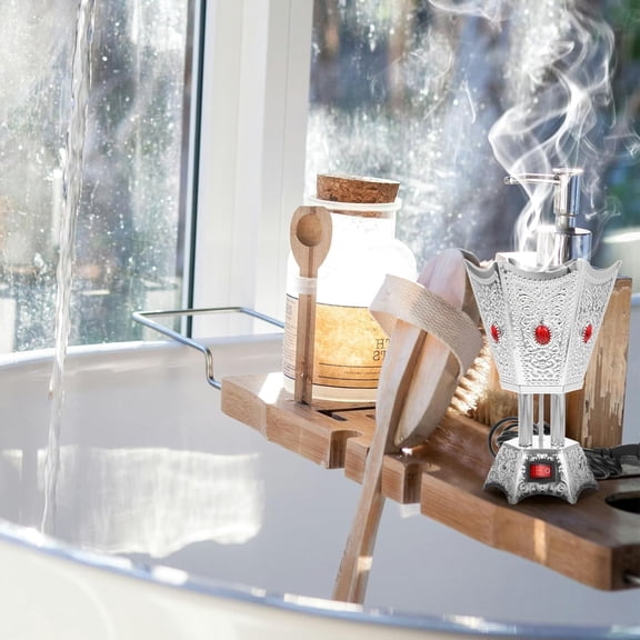 EFEMF-Arabic Incense Burner Vintage Electric Incense Holder Aroma Burner Oud Frankincense Candle Stand Ornament for Home Office (US Plug)