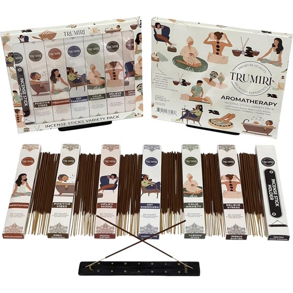 EFEMF-Aromatherapy Incense Sticks - Total 120 Insence-Sticks (20 Insense x 6 Inscents) - Inciensos Aromaticos para La Casa Aroma Incents for Positive Vibes Meditation Stress Relief + Incense Holder