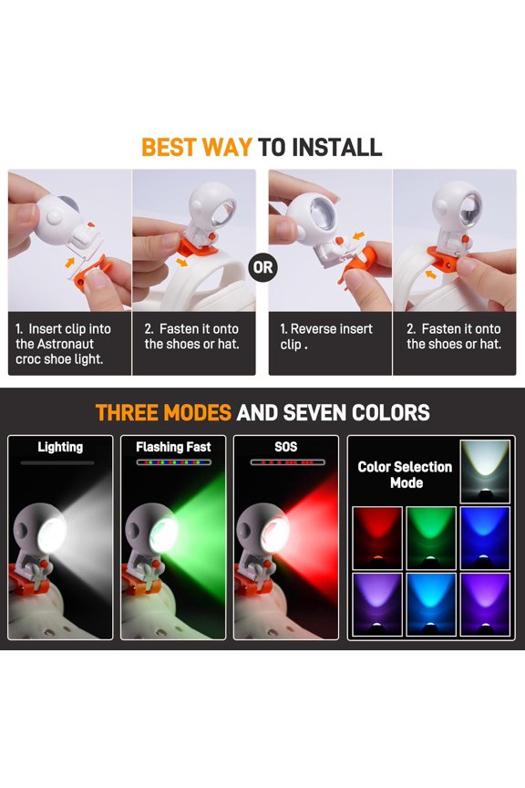 -Astronaut Shoes Light, Rechargeable 9 Kinds Light Models, Adjustable Headlight for Shoes,Hat, Ultra Bright Long Distance Flashlight for Hiking,Running, Walking,Camping...(4pcs) (4)