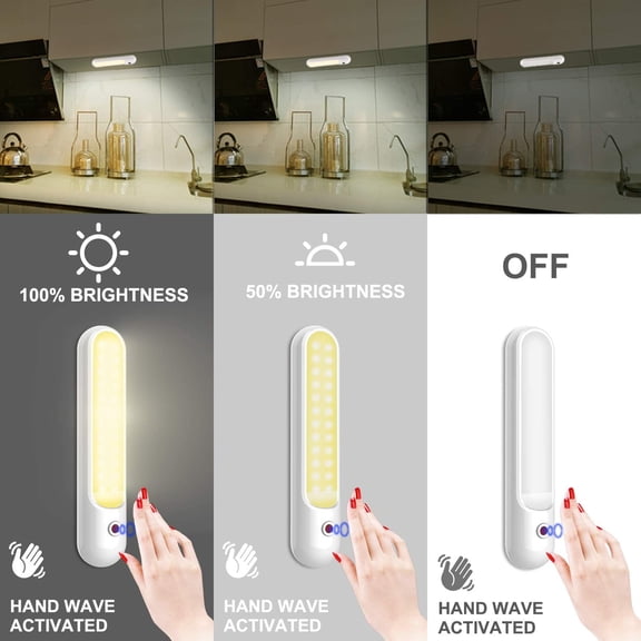 EFEMF-BIGMONAT Battery Operated Shower Light, Hand Wave Sensor Counter Lights, Wireless Kitchen Under Cabinet Lighting, Stick on Light for Shelf Bar Closet Pantry