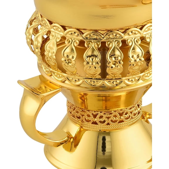 EFEMF-Bakhoor Burner, Frankincense Burner for Resin Incense, Charcoal Incense Burner, Incense Holder with Handle Tongs for Yoga, Spa Aromatherapy (Gold)