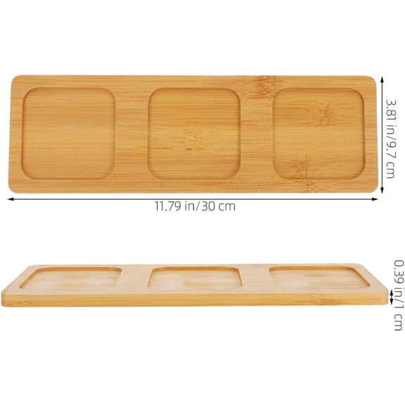 EFEMF-Bamboo Wine Coaster Serving Tray with 3 Glass Holders Anti-Slip Wine Glass Tray for Whiskey Beer & Cocktail Serving at Home Parties and Bars 11.81X3.81X0.39In