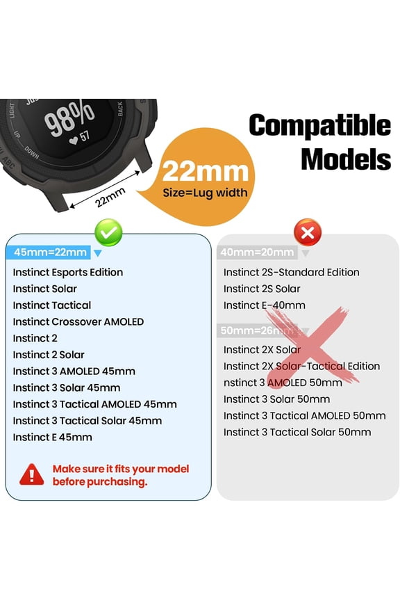 -Band for Garmin Instinct/2/3 45mm - 22mm Soft Braid Nylon Replacement Watch Strap with Magnetic Clasp, Compatible with Instinct Solar/Tactical/AMOLED/E 45mm (Not for Instinct 2S 40mm/3 50mm)