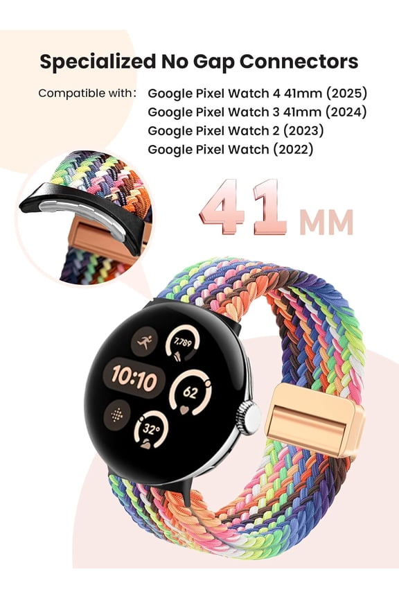 -Bands for Google Pixel Watch 4/3/2/Pixel Watch 2022 - - Upgraded Magnetic Clasp Connector Stretchy Braided Sport Replacement Straps for Men Women