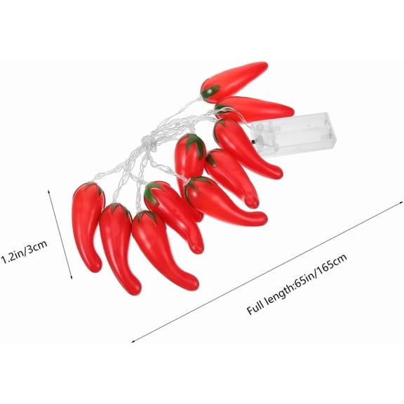 EFEMF-Battery-Operated 10 LEDs Chili Warm String Lights 5.4ft Pepper Lights Decorative String Light for Patio Fence Deck Balcony Camping