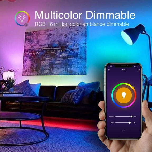 EFEMF-Beantech Smart Bulb, WiFi LED Light Bulbs, Color Changing Dimmable Light Bulb 2700K-6500K, Smart Light Bulbs Work with Alexa & Google Assistant, A19 Alexa Light Bulb, RGB Tunable White Bulb, 4