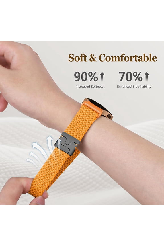 -Braided Bands for Samsung Galaxy Watch 7/6/5/4/FE 40mm 44mm/Watch 6 4 Classic 46mm 42mm 47mm 43mm/5 Pro 45mm,One Click No Gap Parachute Elastic Nylon Sport Strap Wristband Galaxy Watch Band Men
