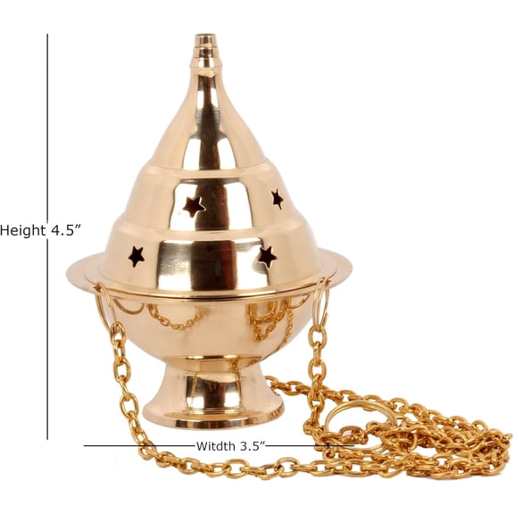 EFEMF-Brass Hanging Incense Censer/Charcoal Incense Burner with Chain 4.5 H