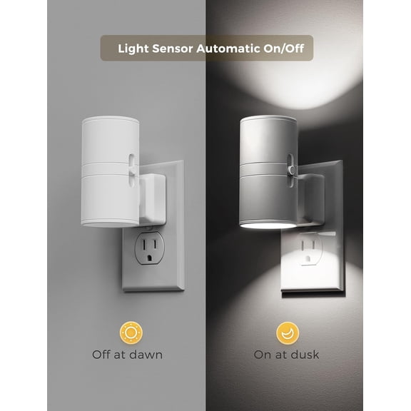 EFEMF-Bright Night Light, Night Lights Plug into Wall, Daylight White, Dimmable Nightlight Plug in White Shade, Light Sensor, Decorative LED Nightlights for Hallway Bathroom Kitchen, 2 Pack
