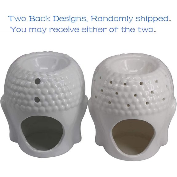 EFEMF-Buddha Head Ceramic Tea Light Holder,Essential Oil Burner Candle Aroma Diffuser for Spa Yoga Meditation (White)