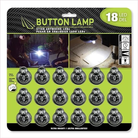 EFEMF-Button LAMP Adhesive LEDs Light Package - Lightweight, Ultra Small, Ultra Bright LED Utility Lights (18 Pack)