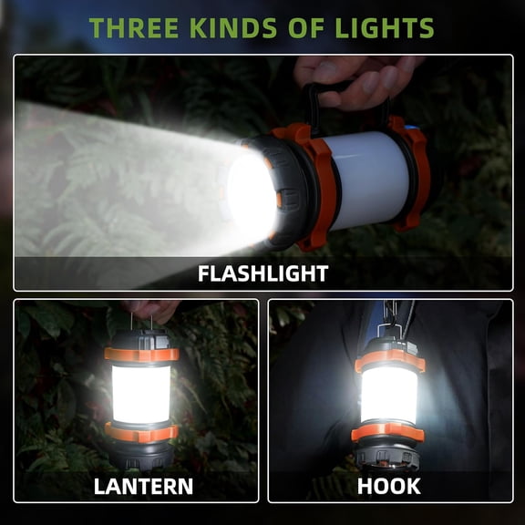 EFEMF-Camping Lantern Rechargeable , Alpswolf Camping Flashlight 4000 Capacity, 6 Modes, IPX4 Waterproof, Led Lantern Camping, Hiking, Outdoor Recreations, Orange 1 Pack