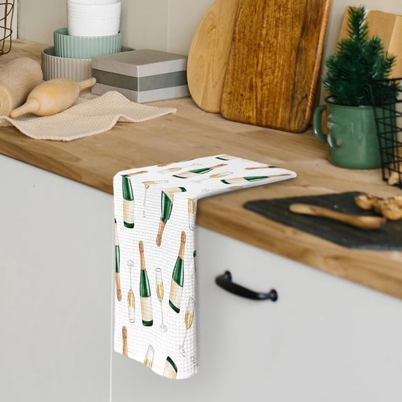 EFEMF-Champagne Wine Glass Kitchen Dish Towels 16x24 Inch, Champagne Accessories Decor, Gifts for Wine Lovers Bartender, Coffee Bar Cart Decorative Hand Towel Tea Towels for Bathroom Cooking