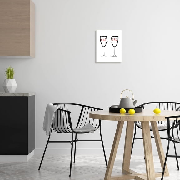 EFEMF-Cheers Text Simple Wine Glasses Line Doodle,Design by Bellassai Art