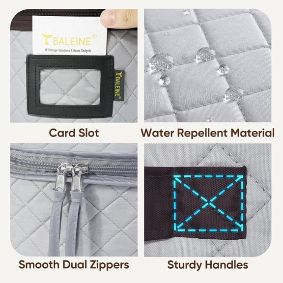 EFEMF-China Storage Containers, Sturdy Quilted Wine Glass Storage, Plate Organizer with Carry Handles, Moving Boxes for Dishes, Cups, Mugs and Stemware (Mug Storage, Soft Shell Grey)