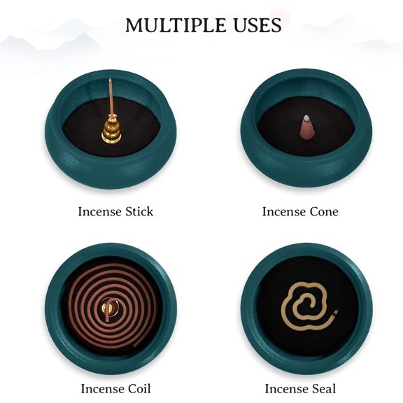 EFEMF-Coil Incense Burner Ceramic Cone Incense Burner Holder Suitable for Incense/Cone/Coil/Stick, Sage, Mosquito Incense, and Charcoal. Incense Holder+Fireproof Cotton Inside.