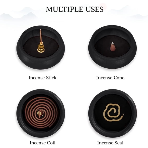 EFEMF-Coil Incense Burner Ceramic Cone Incense Burner Holder Suitable for Incense/Cone/Coil/Stick, Sage, Mosquito Incense, and Charcoal. Incense Holder+Fireproof Cotton Inside.