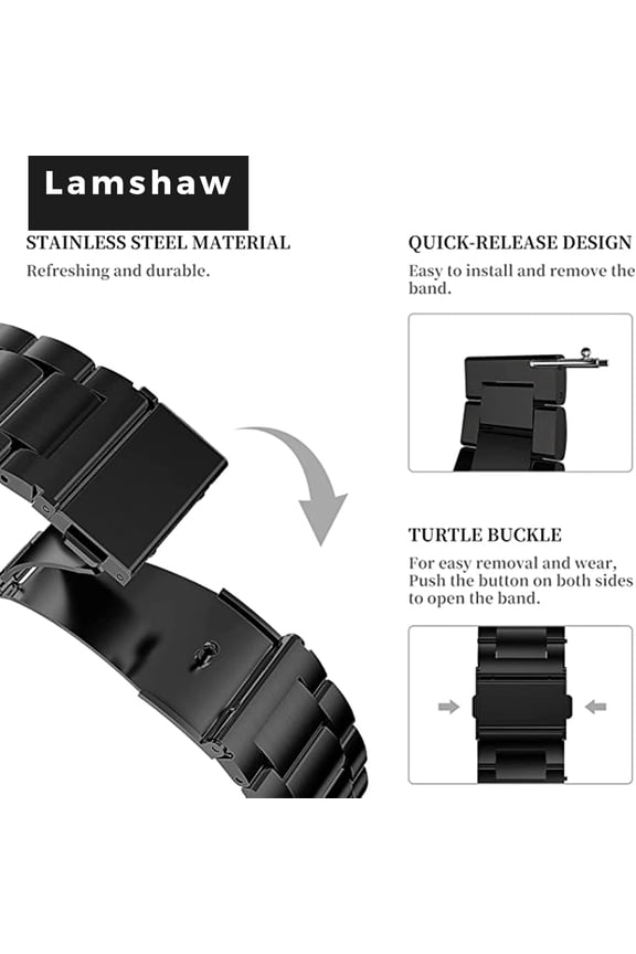 -Compatible with Cubitt Viva Pro Smart Watch Band, Quick Release Stainless Steel Metal Replacement Strap Bracelet Compatible for Cubitt Viva Pro, Viva, Aura Pro 2, 1 / Aura 2, 1 / Terra Smart W