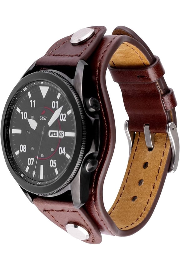 -Compatible with Samsung Galaxy Watch 7&FE&6&5&4&3 Band/40mm 44mm/Active 2/Galaxy Watch 5 Pro/Watch 6&4 Classic 43mm/47mm/42mm/46mm/Garmin Venu, 20mm Leather Bracelet Vintage Strap for Men&Women
